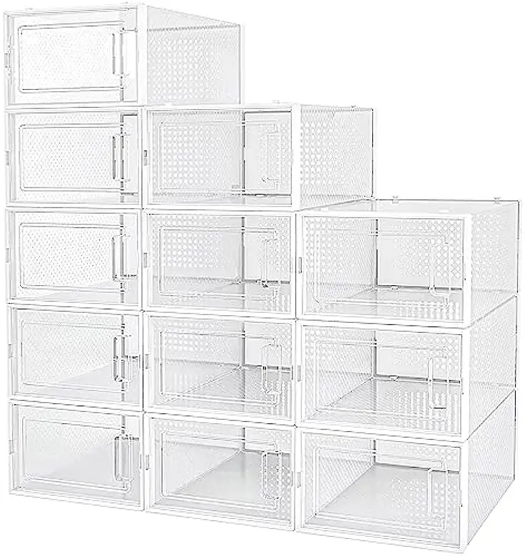 Dibangni Hot Sell Plástico Claro Sneaker Drop Front Shoe Box Organizer Transparente Sapato De Armazenamento