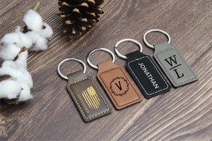 Móc khóa trơn bằng thép không gỉ, mặt da, in logo tùy chỉnh bằng laser, bền, bán buôn - Product Image 6