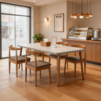 Set Meja Kursi Restoran Kedai Kopi Buffet, Rangka Baja Desain Beragam Ukuran dan Warna Pilihan