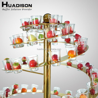Présentoir Buffet Spirale Cocktail Huadison Haut de Gamme en Acier Inoxydable Doré pour Traiteur et Événements