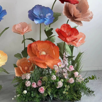 Fleurs géantes haut de gamme pour la maison mariage magasin décoration papier artificiel coquelicot photographie accessoires fenêtre affichage