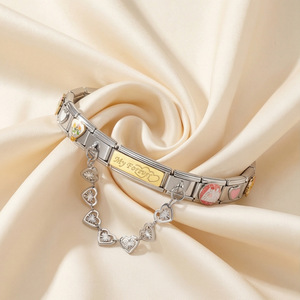 Romantic Wedding Italian Modular <b>Bracelet</b> <b>Set</b> Stainless Steel Heart Shape Gold Plated DIY Jewelry Gift for Wedding - Product Image 2