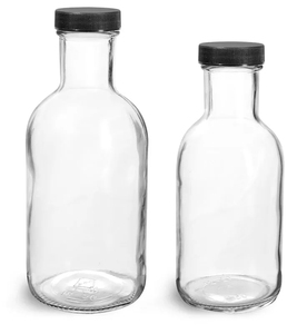 12-16OZ Botellas de salsa de tomate de Chile de vidrio caliente, botellas Stout de vidrio transparente con tapas forradas acanaladas negras - Product Image 1