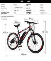 Vélo de montagne électrique pour adultes à cadre en acier de 26 pouces, 21 vitesses, moteur à moyeu arrière sans balais 36V 250W, freins à disque, batterie au lithium, urbain
