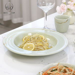 Assiettes creuses en céramique verte élégantes, <span class=keywords><strong>vaisselle</strong></span> polyvalente pour servir des pâtes au restaurant, des repas gastronomiques <span class=keywords><strong>à</strong></span> la maison, des événements de traiteur - Product Image 5