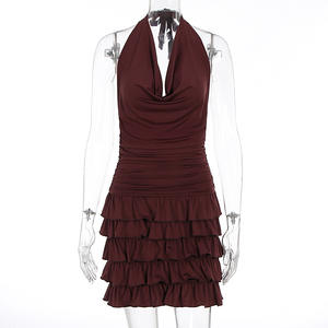 Vestido sin mangas con cuello halter, estilo americano, sexy, ceñido y <span class=keywords><strong>de</strong></span> cintura baja para mujer. - Product Image 2