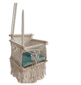 Columpio de macramé moderno para bebé, columpio doble de algodón teñido a mano, natural, estilo cuna, para dormir junto a la cama del bebé - Product Image 1