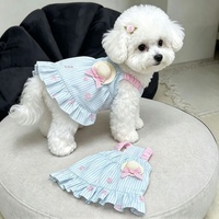 Gaun Putri Model Tipis Bergaya Kasual Musim Panas untuk Anjing Bichon Frise, Motif Bunga Pink Bergaris, Ukuran XS untuk Anjing Kecil Teddy saat Berjalan
