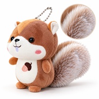 Porte-clés pendentif en peluche écureuil mignon, animal en peluche doux, breloque de sac avec queue moelleuse et broderie d'acorn