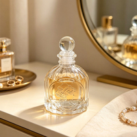 Bouteille diffuseur de parfum vintage en verre gaufré, flacon vide à facettes rondes avec bouchon boule en verre