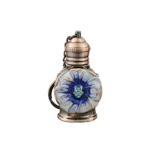 3ml Arabic Metal Alloy Perfume Bottles Key Ring Chain Mini Glass Essential Oil Bottle Repeatable filling