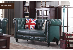 Vente directe d'usine Chesterfield bouton tufté canapé en bois massif coussin en cuir pour salon boîte de nuit - Product Image 3