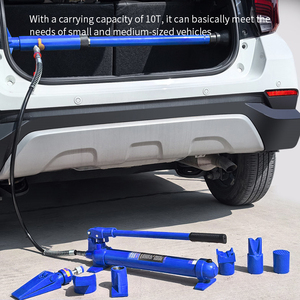 Kit de cric hydraulique de 10 tonnes avec pompe manuelle et vérin de remplacement, outils de réparation de carrosserie automobile avec longue poignée pour voitures - Product Image 6