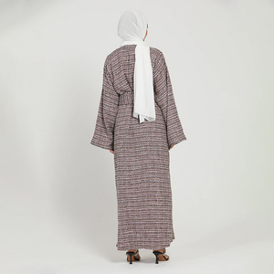 Custom Muslim <strong>Women</strong> <strong>Winter</strong> <strong>Coat</strong> Abaya High Quality <strong>Warm</strong> Tweed Open Jacket Abaya - Product Image 3