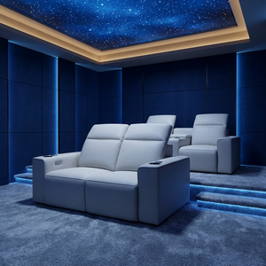 Fauteuils de cinéma électriques en cuir moderne de <span class=keywords><strong>première</strong></span> classe, combinaison de sièges inclinables crème pour salon - Product Image 2
