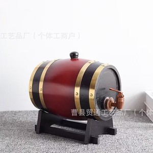 Fût en bois de 3L en chêne avec bandes en laiton et robinet pour la présentation de vin sur comptoir - Product Image 2