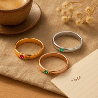 Bagues de couple personnalisées de haute qualité avec lettres DIY, cadeau de bijoux personnalisé, lettres et pierres de naissance des 12 mois, bagues en acier inoxydable pour femmes et filles