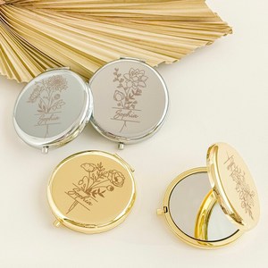 Promotion Gift Makeup Mini Mirror Bridesmaid Wedding Guest Gifts Personalized Pocket Compact Mirror with logo