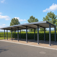 Abri de voiture pour 4 véhicules, abri de garage métallique à pente simple avec structure galvanisée, auvent de carport pour villa et parking scolaire