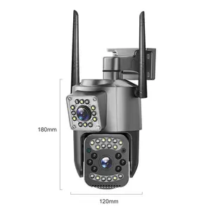 Saikio kamera keamanan CCTV rumah, V380 Pro 4G kamera 4MP 8MP 10X Zoom, lensa ganda 4K WIFI luar ruangan tahan air V380 lensa ganda
