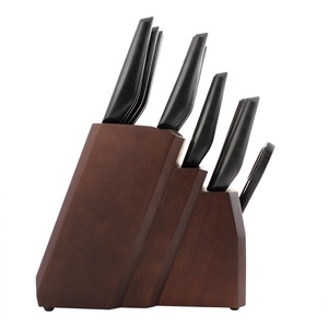 Juego de cuchillos de cocina de acero inoxidable de 20 piezas con logotipo personalizado con mango de goma ABS y bloque de madera - Product Image 5
