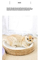 Lit pour chat en tissu naturel durable, sans peluches, avec griffoir intégré, design rond respirant pour le repos et le tranchage des griffes