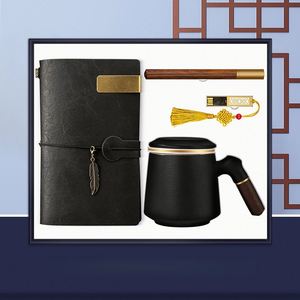 Set de Regalo Empresarial de Alta Gama: Libretas + Bolígrafo de Madera + Taza de Oficina + Memoria USB, Regalos Personalizados con Logotipo para Eventos de Apertura de Negocios - Product Image 3