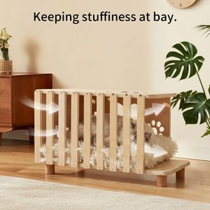 SENYU Mesa Auxiliar Moderna de Madera para Gatos, Cueva Multifuncional para Gatos con Cojín para Gatos de Interior - Product Image 2