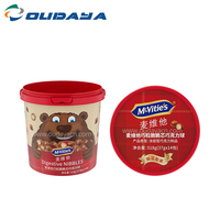 Seau cadeau personnalisé IML 2,5 L 105,4 g en PP à paroi simple de qualité alimentaire certifié HACCP, avec couvercle, poignée et opercule inviolable pour snacks