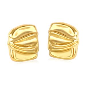 Pendientes de Acero Inoxidable con Baño de Oro de 18K, Diseño Cuadrado Irregular Martillado, Textura de Rayas y Arrugas Rectangulares, Joyería de Moda - Product Image 1