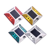Lampe de signalisation routière LED solaire tout aluminium avec écran d'affichage, type œil de chat, protection IP68, à montage au sol, pour allée, signalisation routière surélevée, avertissement
