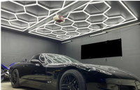 Lampu LED Plafon Bengkel Detailing Heksagonal KCX 8FT*16FT untuk Toko Mobil dan Garasi, Lampu Sarang Lebah, Lampu LED Heksagonal
