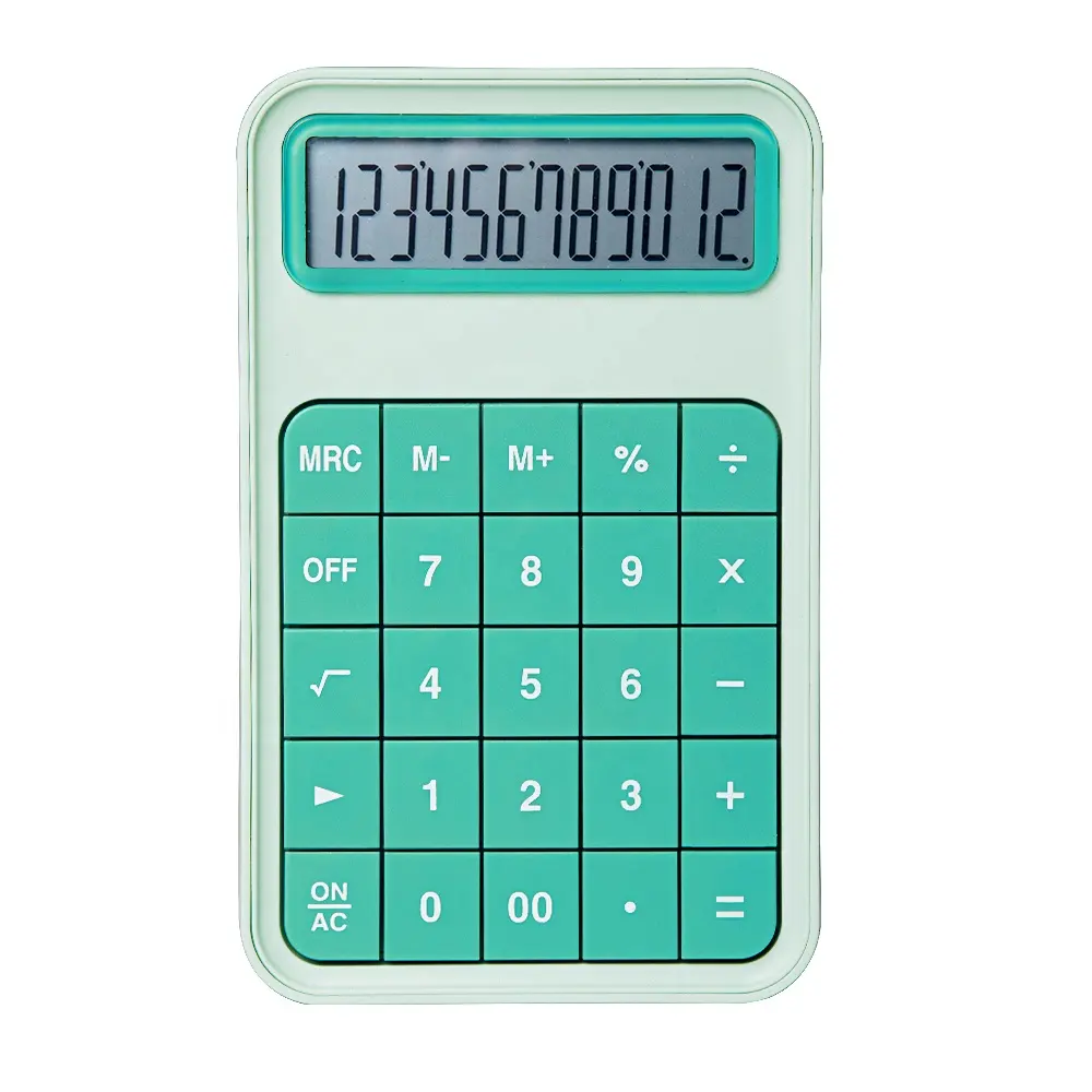Kleine Hoeveelheid Bestelling Snelle Levering Elektronische 12-Cijferige rekenmachine met Groene Display Voor kantoor