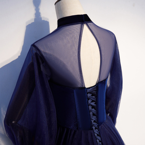 Venta al por mayor hasta el suelo cuello alto vestido de <span class=keywords><strong>fiesta</strong></span> de noche Formal con mangas largas A-line tul vestido de graduación Vestidos De <span class=keywords><strong>Fiesta</strong></span> - Product Image 6