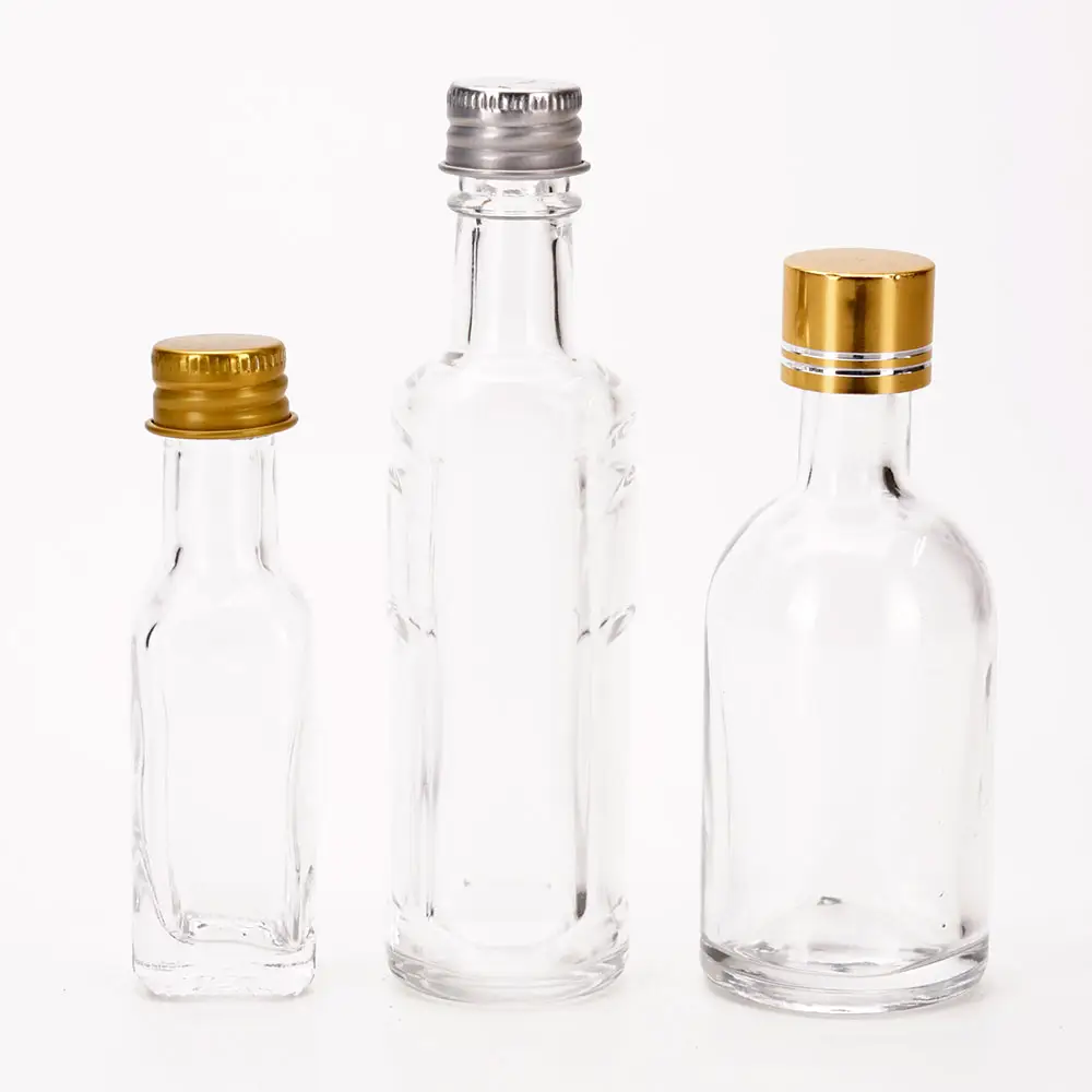 Vista Mini Alcoholische Drank Drank 10Ml Glazen Fles 50 Ml Draagbare Kleine Flessen Met Goud Zilver Caps