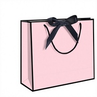 Sacchetti Regalo di Lusso in Carta Rosa con Logo Personalizzato e Manico in Raso, Confezione Personalizzabile per Vestiti, Profumi, Regali di San Valentino e Compleanno