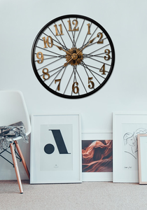 <span class=keywords><strong>Horloge</strong></span> murale vintage silencieuse en métal, design pneu de vélo, affichage à aiguilles à quartz pour salon - Product Image 4
