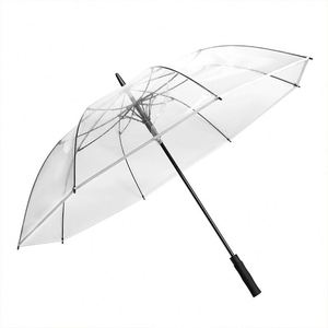 Parapluie de golf de voyage semi-automatique transparent, coupe-vent, grand format, moderne, droit, avec impression personnalisée et couleur sur mesure - Product Image 1
