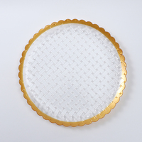 Plateau à fruits polyvalent de couleur dorée pour la famille, plateau de service de stockage en plastique PS de forme ronde