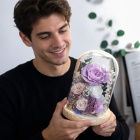 Geconserveerde roos glazen stolp eeuwige bloemarrangement gedroogde bloemen display romantisch cadeau voor Moederdag nieuwjaar huisdecoratie