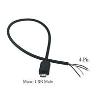 Câble de charge et de données Micro USB 2.0 avec interface Android, connecteur femelle 4 broches et mâle 2 broches, 30 cm 1 m
