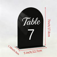 Numéros de table de mariage personnalisés en acrylique avec supports, panneaux numérotés en forme d'arche 5x7 pouces, décorations de réception de fête en miroir transparent noir et or