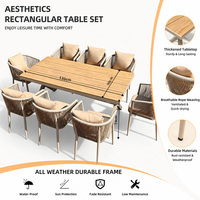 Ensemble table et chaises de jardin 8 places en aluminium, style nordique moderne, résistant aux intempéries, pour l'extérieur