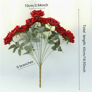 Bouquet de 9 roses en soie rétro, économique, écologique, imperméable, pour mariage européen, décoration du Nouvel An, accessoires <span class=keywords><strong>photo</strong></span> pour la maison - Product Image 3