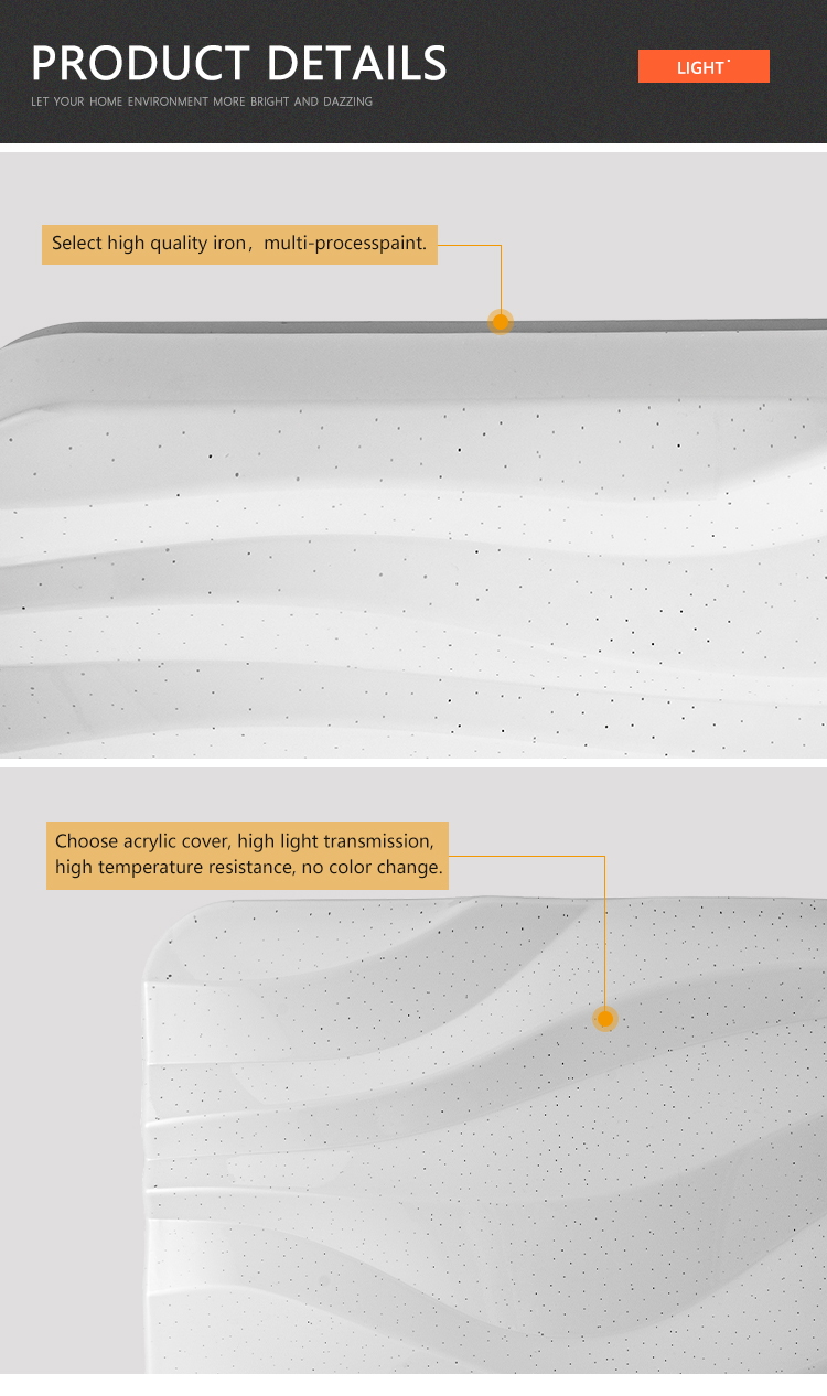 New Product 16Watt 24Watt 56Watt Plastic Shade Square LED Ceiling Light