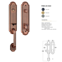 Cerradura de Cobre Americana Forjada en Latón Sólido para Puerta de Entrada de Villa, Espesor de Puerta 45-70mm, Backset 60mm o 70mm, Modelo F06A-10-US10
