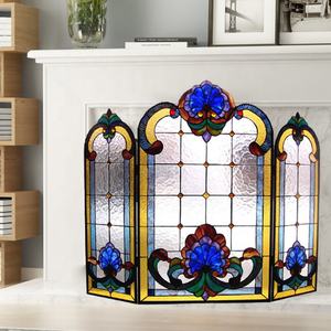 Rejilla Decorativa para Chimenea de Vidrio Artístico Tiffany Estilo Barroco de 40''*28'' - Product Image 3