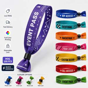 Pulseras Tejidas Personalizadas para Festivales, Pulseras de Poliéster Impresas a Todo Color para Eventos con Logotipo y Cierre Deslizante para Fiestas - Product Image 1