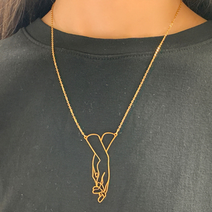 18K vàng mạ thép không gỉ rỗng bàn giao cử chỉ Vòng cổ ngôn ngữ ký hiệu Vòng cổ Pinky LỜI HỨA ngón tay vượt qua vòng cổ - Product Image 2