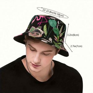 Custom Photo Cartoon Bucket Hat for Men Women Hand Drawn Tropical <b>Leaf</b> Design Personalized Fisherman Cap Summer Travel Fishing - Product Image 4